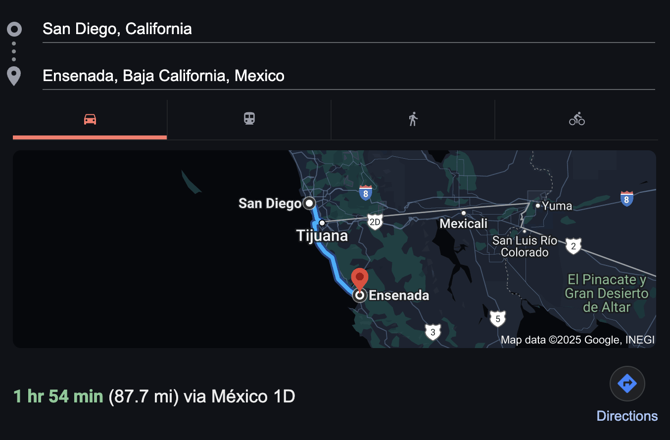 Map of Ensenada, Baja California